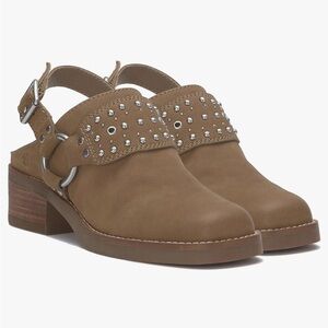 Lucky Brand Kalv Natural Leather Studded Buckle Mule Women’s Shoe Size 7.5